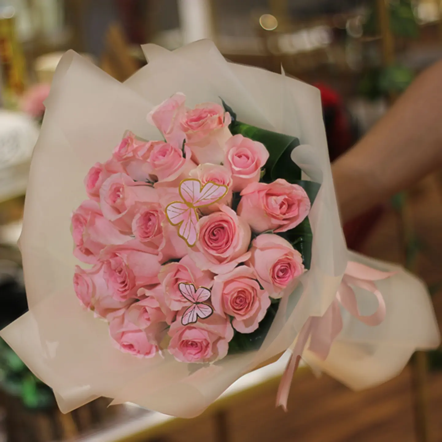 باقة جوري وردي 23