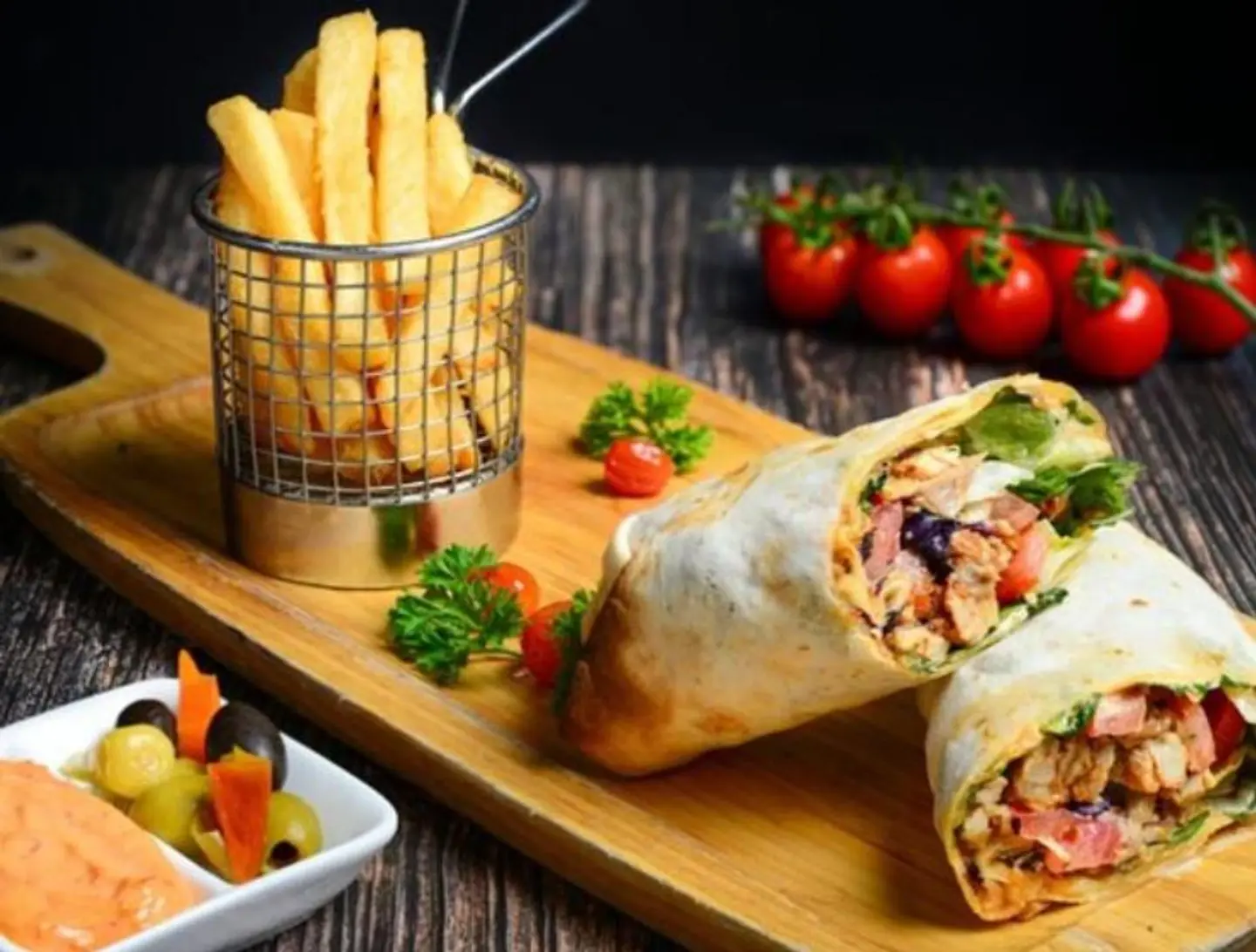 Large Shawarma Roll With Fries