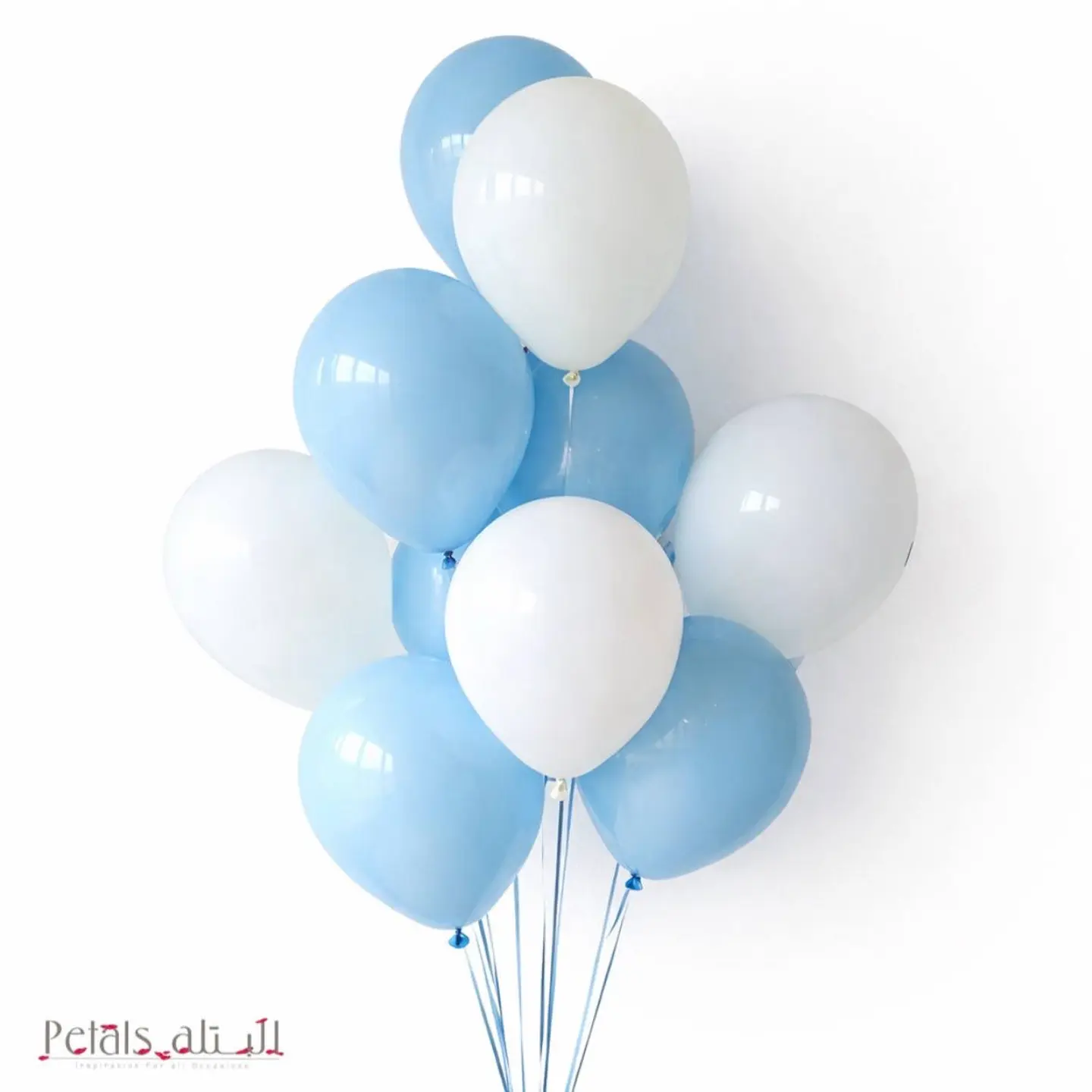 بالونات فرح ازرق وأبيض