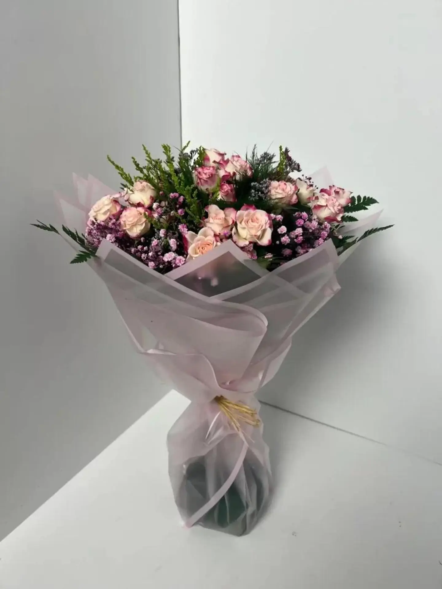 Baby Rose Hand Bouquet Multicolored Pink