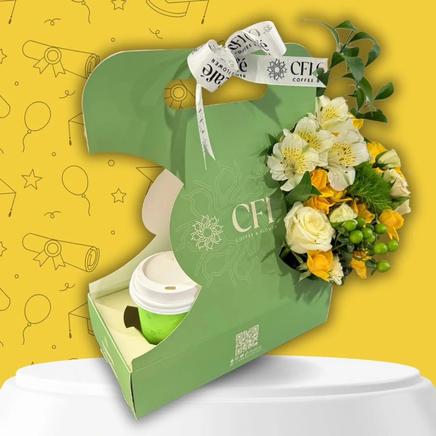 Flower And Coffee Holder For Graduation