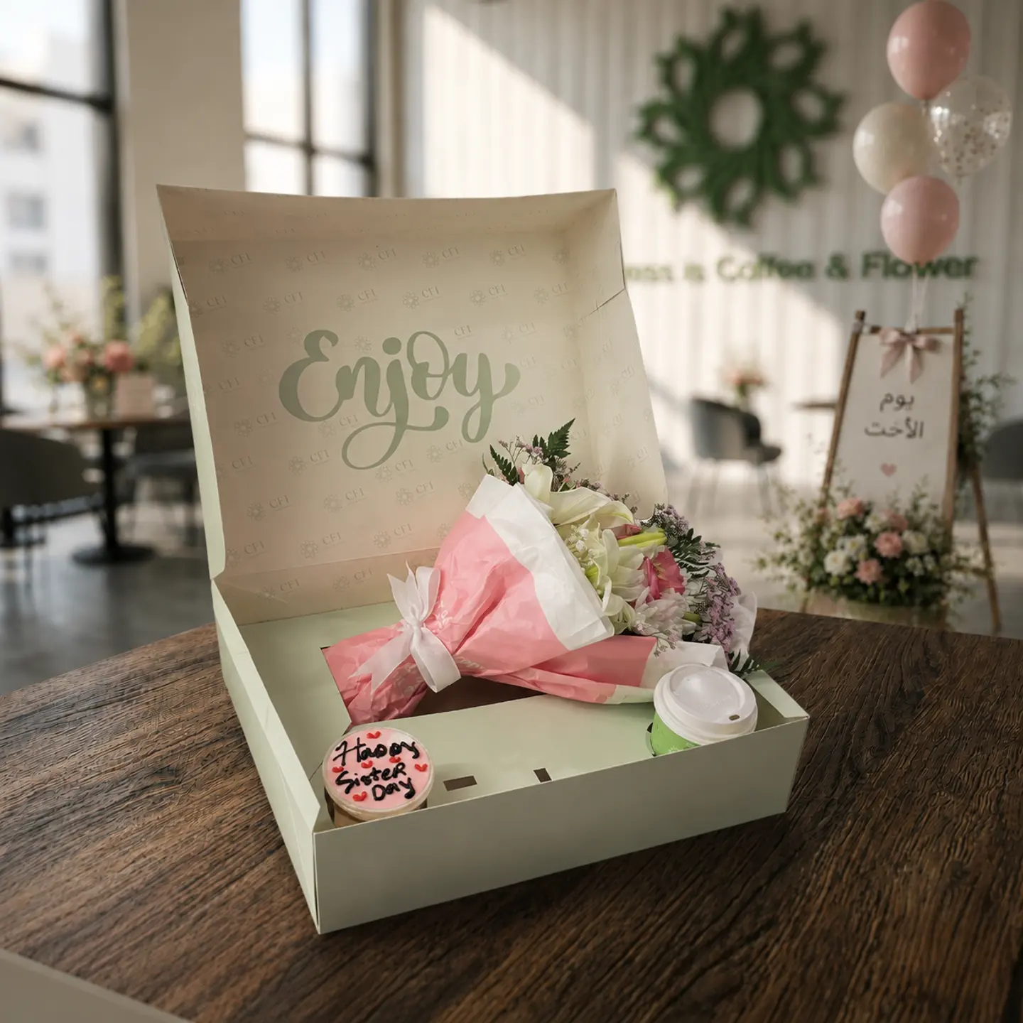 Sister’s Day Box Large Box (Flowers, Coffee, Cupcake)