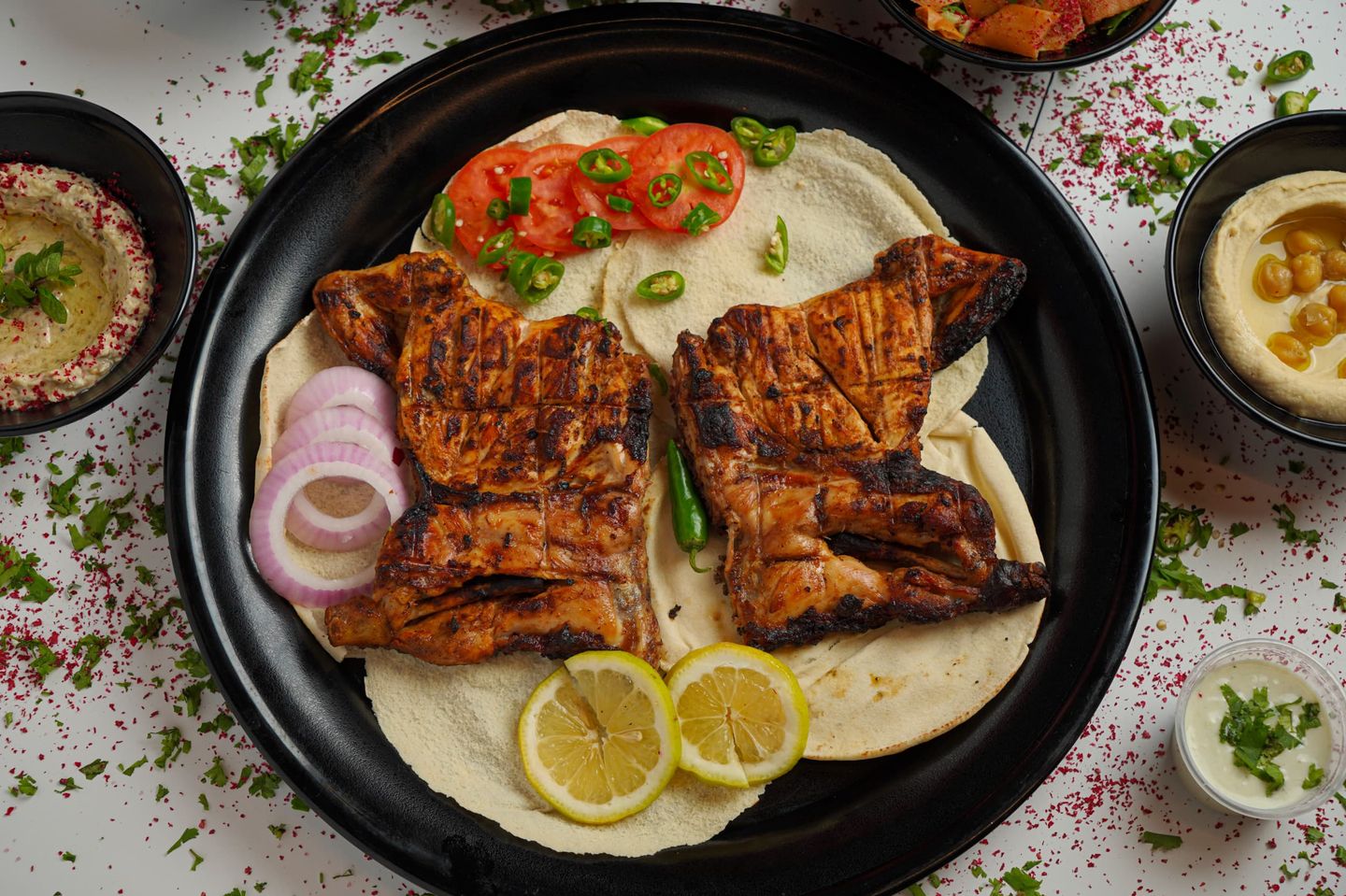 نصف دجاج شوايه ع الحطب بدون ارز