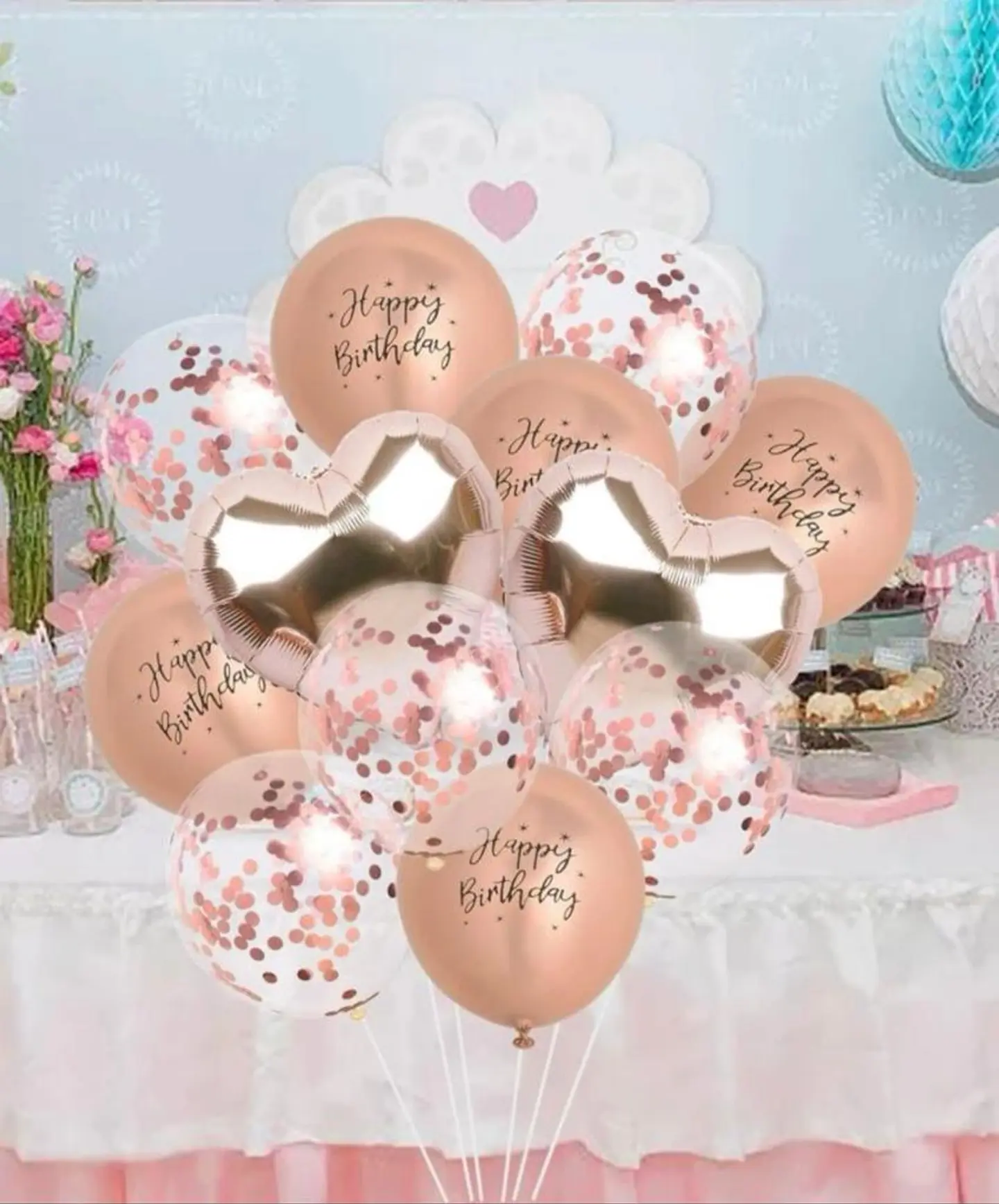 Happy Birthday Set Balloon Rose Gold 1