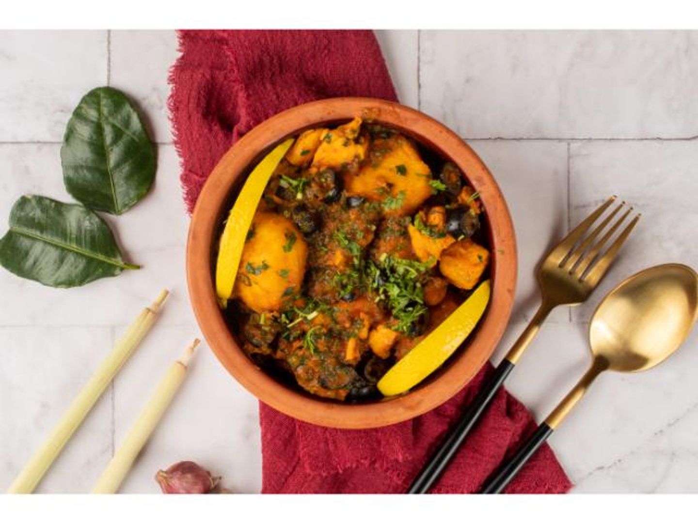 Fish Tagine With Potatoes And Vegetables