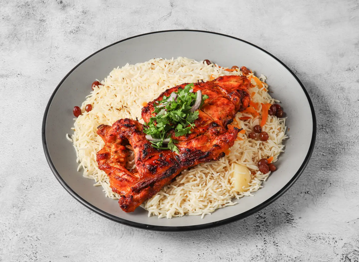 Half Chicken On Charcoal With Rice
