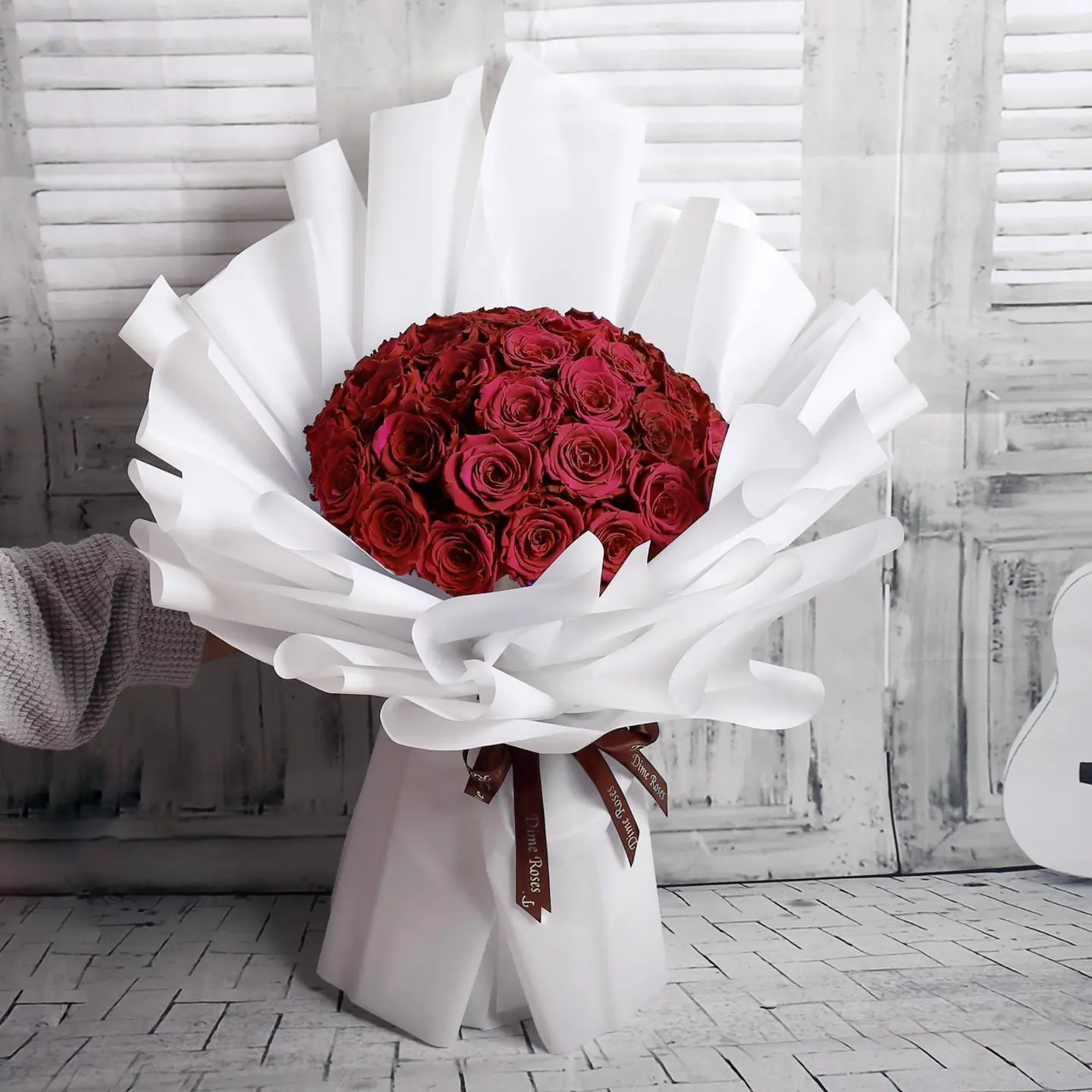 بوكيه ورد جوري احمر