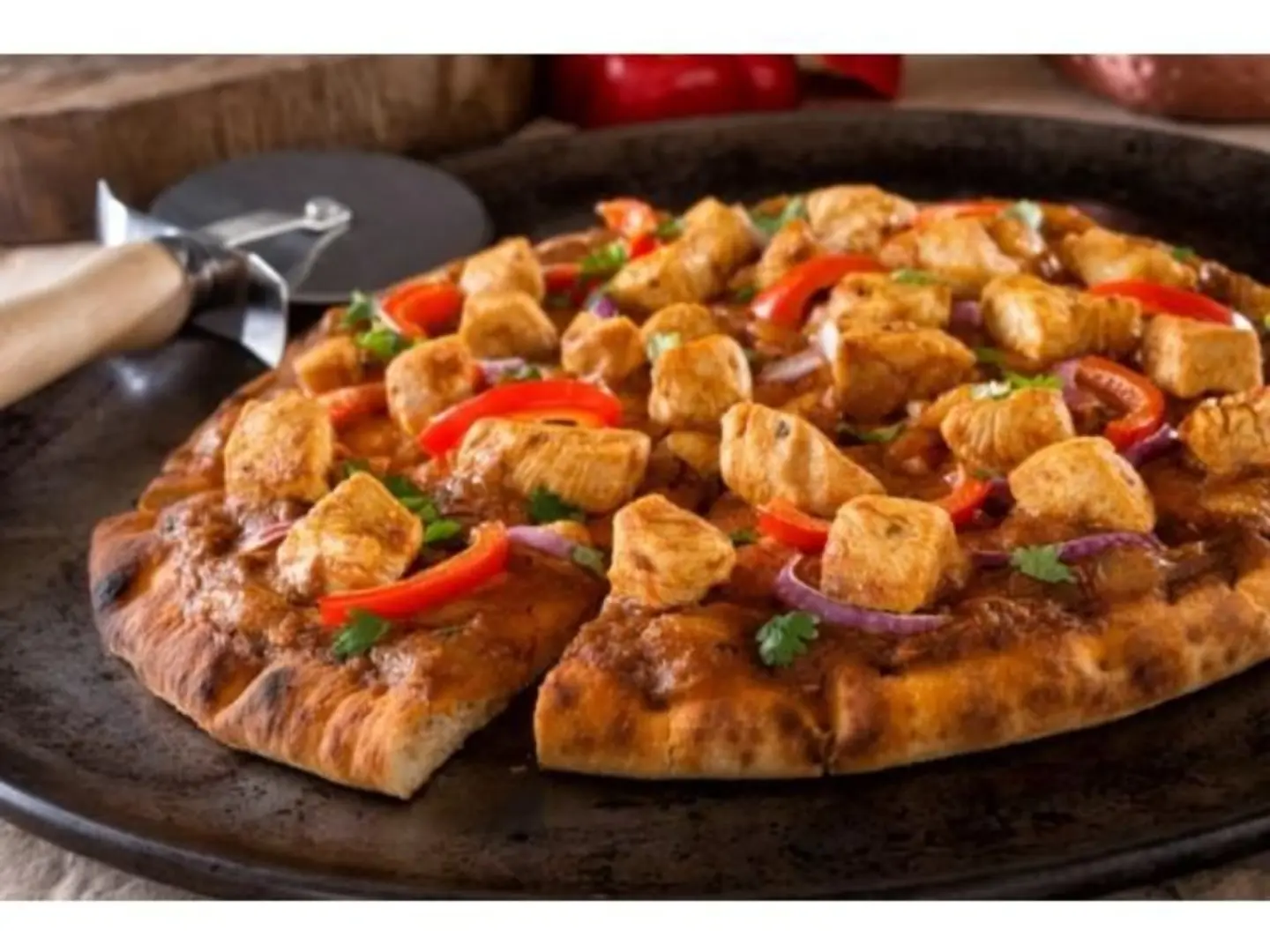 Chicken Pieces With Vegetable Pizza