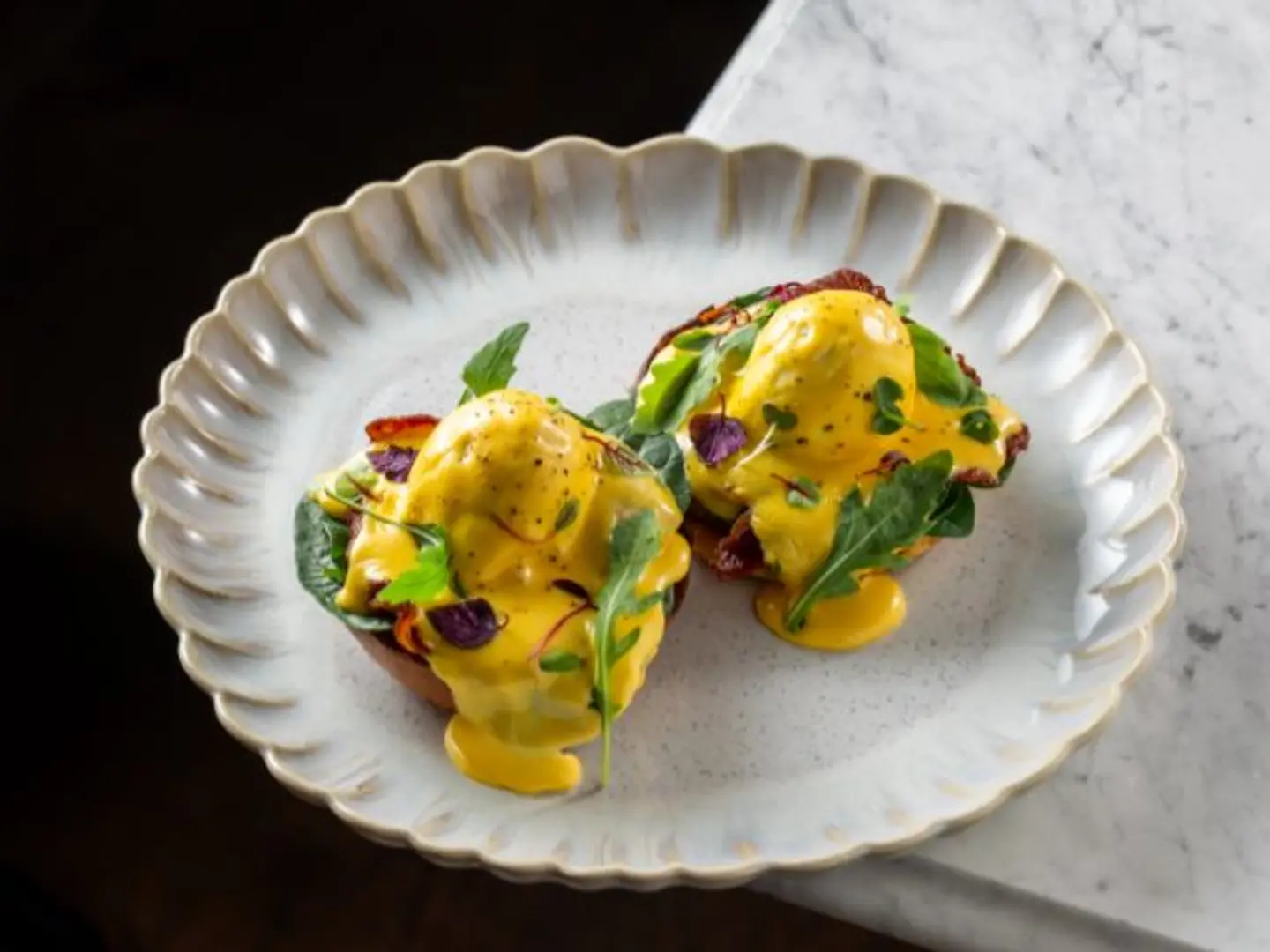 Eggs Beef Bacon Benedict