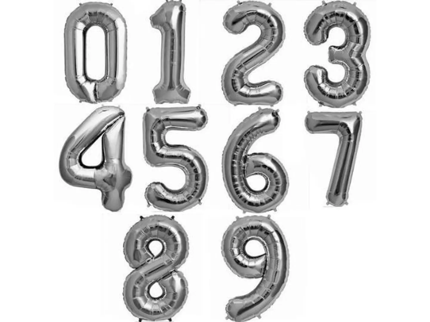 بالون ارقام هيليوم فضي صغيره