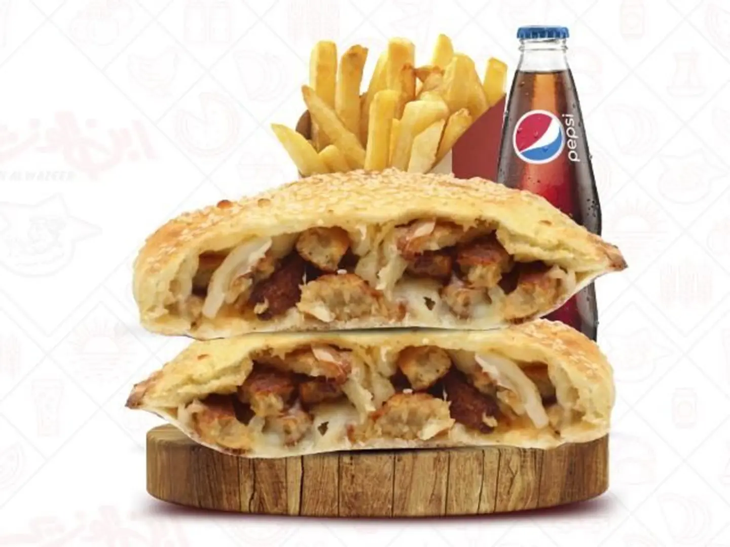 وجبة برجر دجاج قطعتين