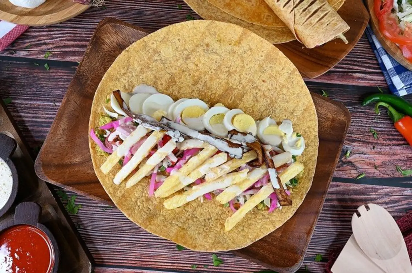 Tortilla Falafel With Boiled Eggs