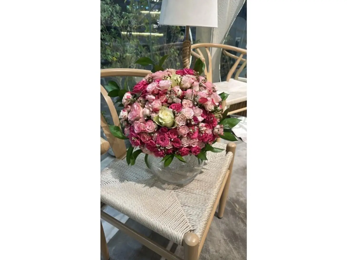 Natural Rose Vase With Glass Base