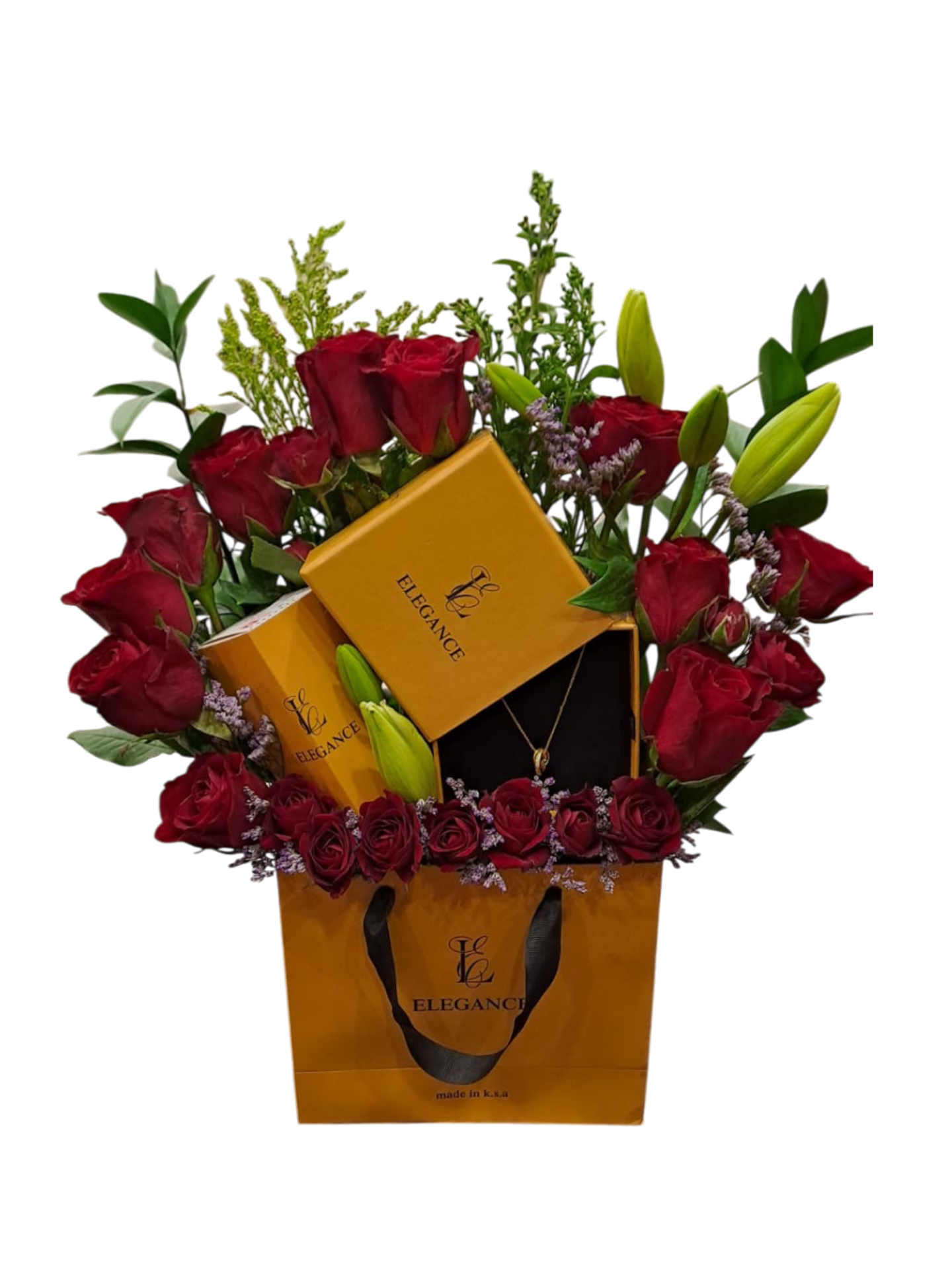 Elegance Necklace With Baby Rose Red