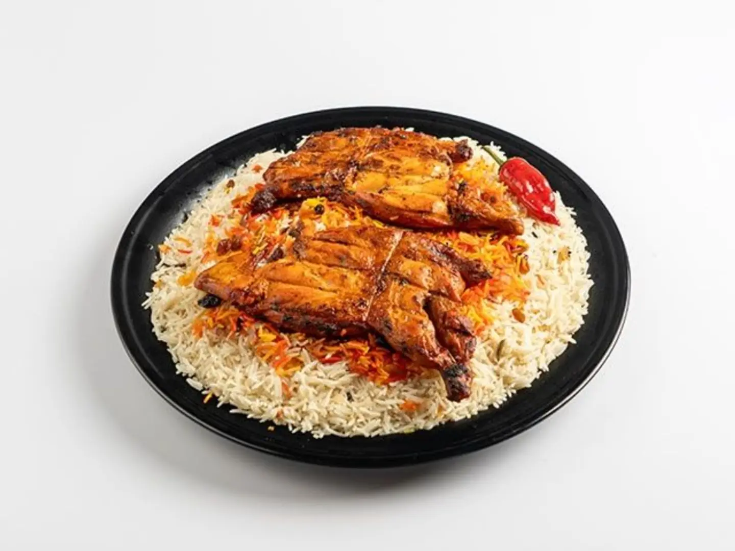 حبة دجاج على الفحم مع رز بشاور