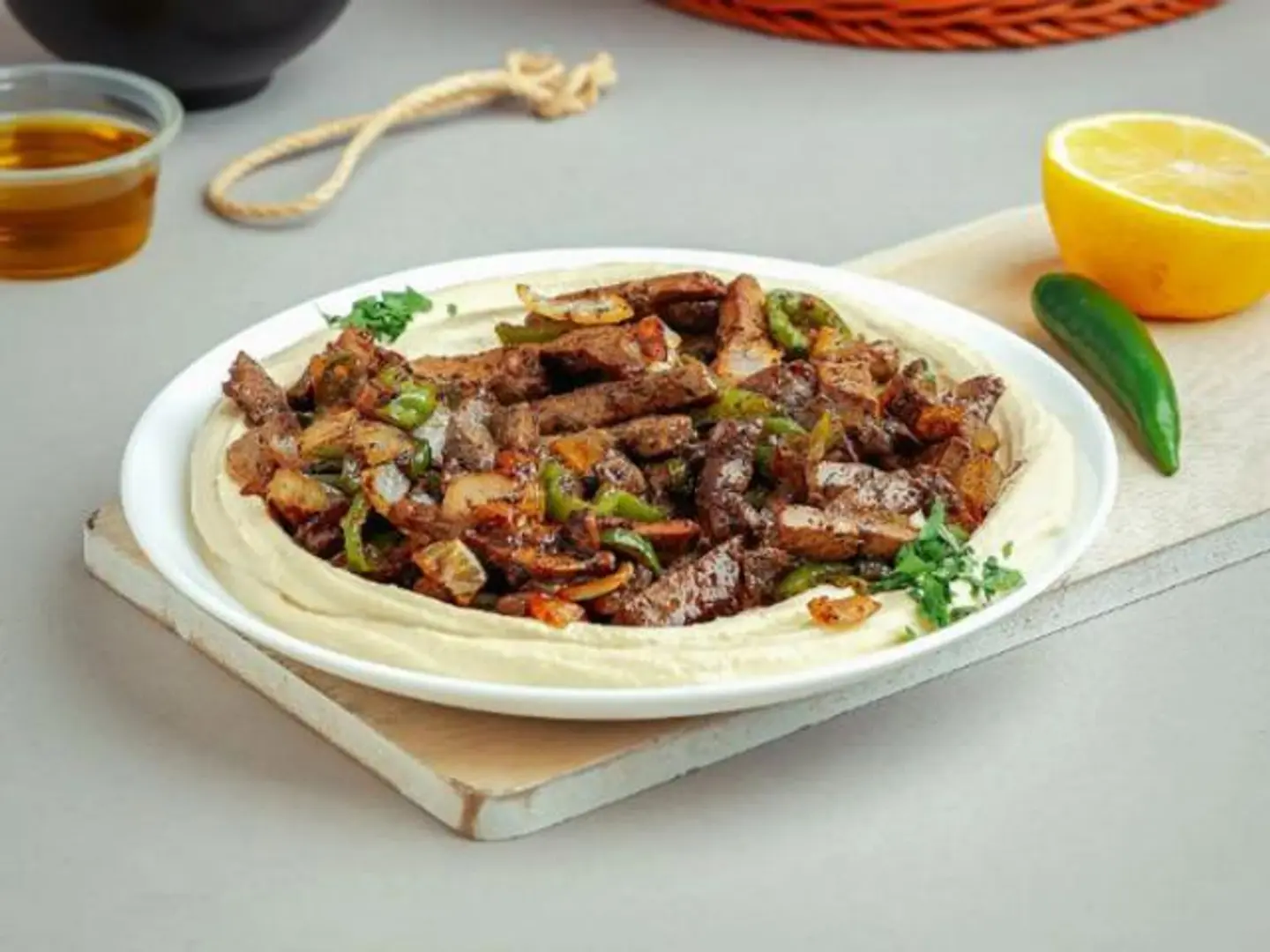 Liver And Hummus Plate