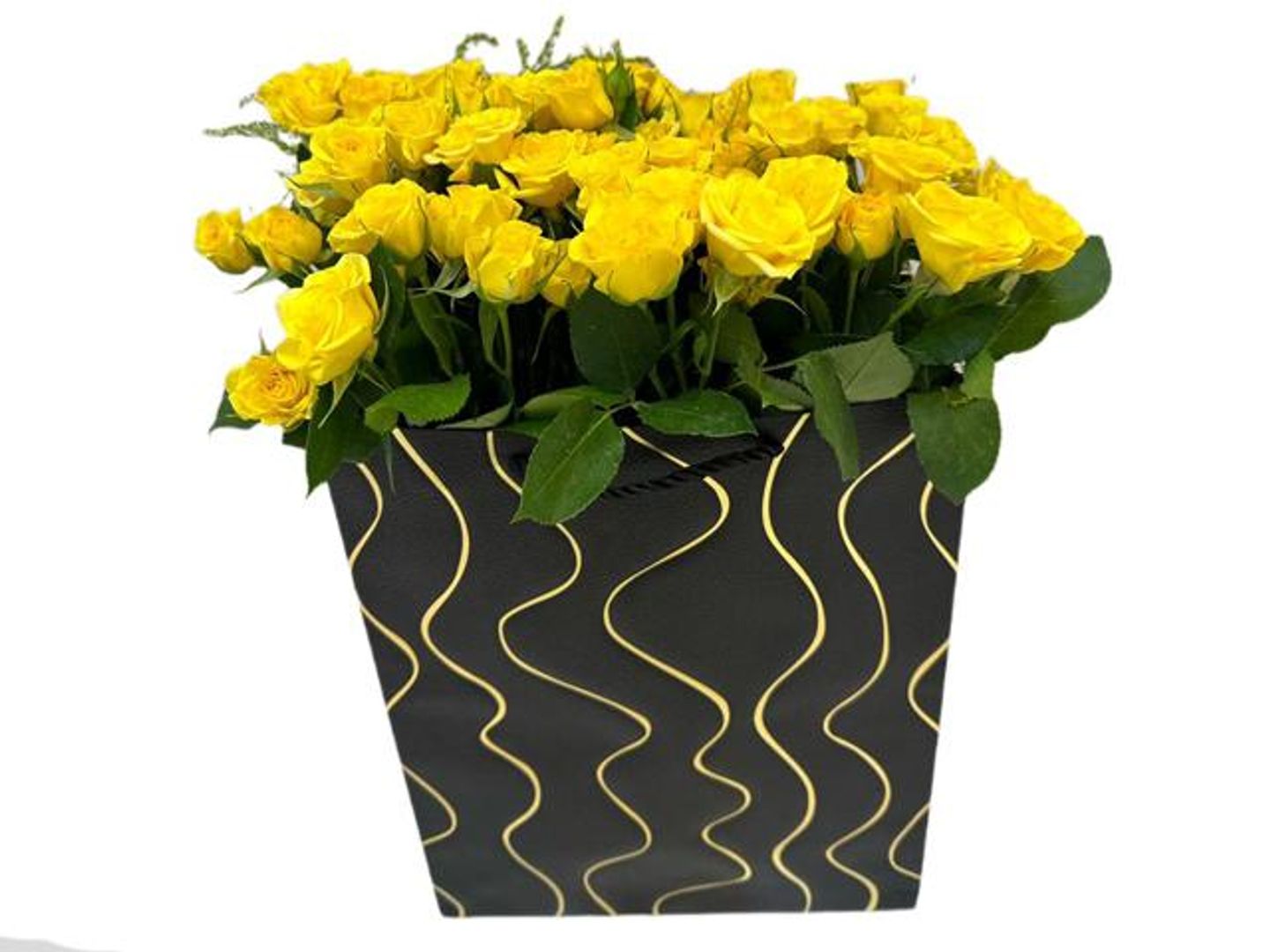 Black Bag With Yellow Baby Rose