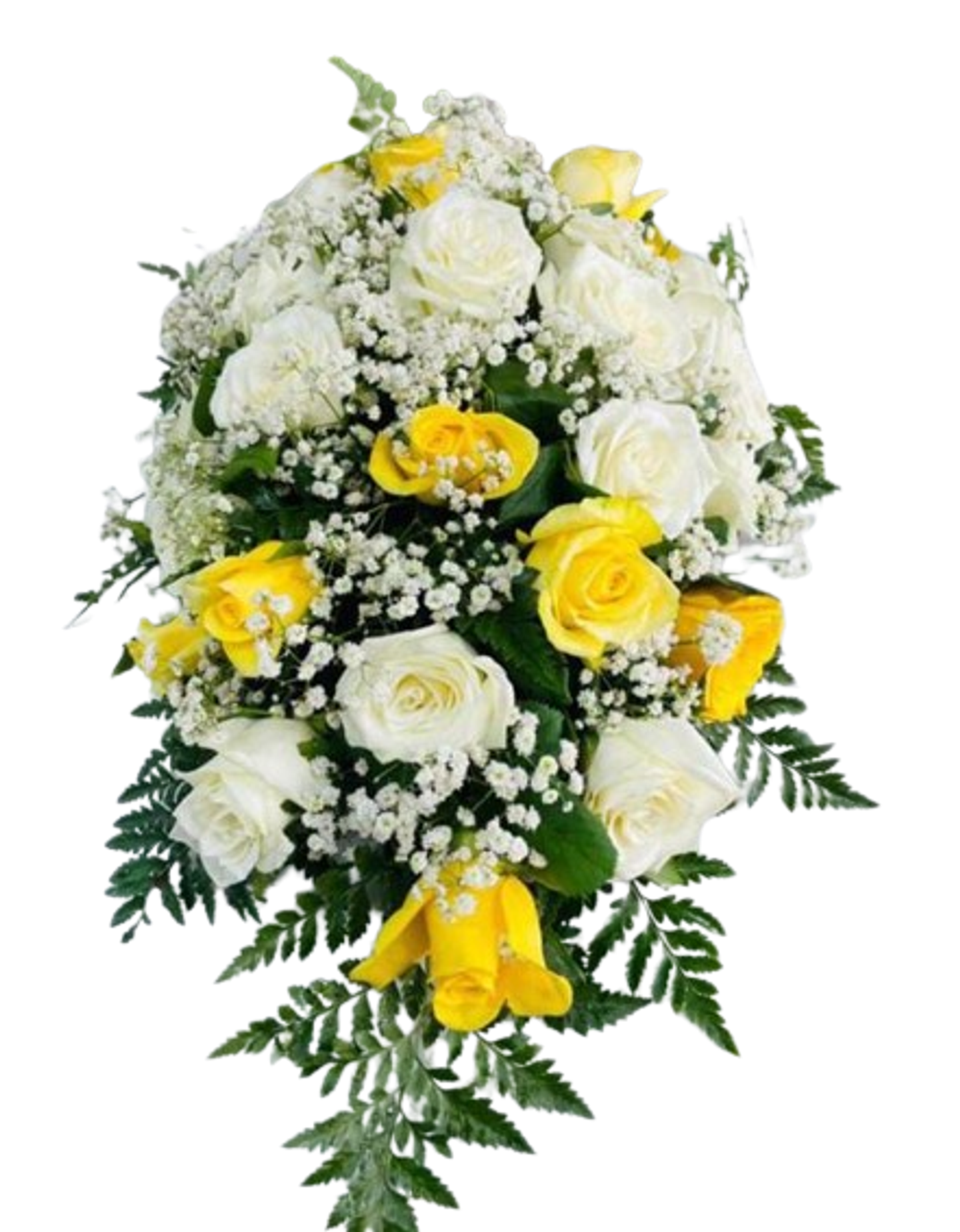 A Bouquet Of White And Yellow Roses