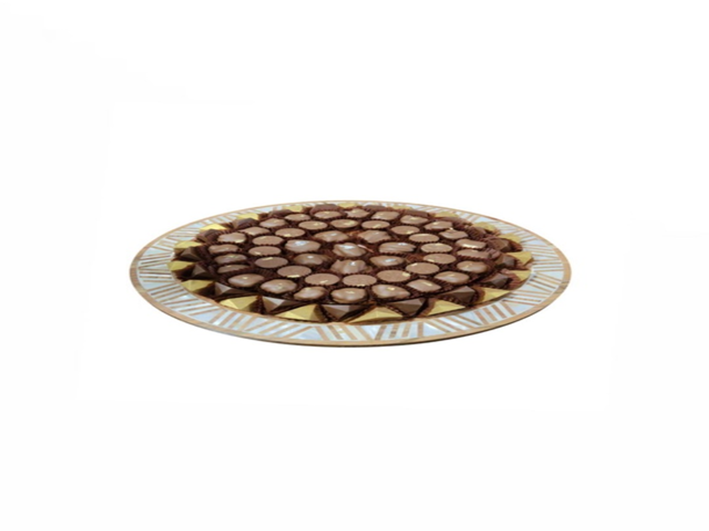 S   Round Tray With Wooden Handle