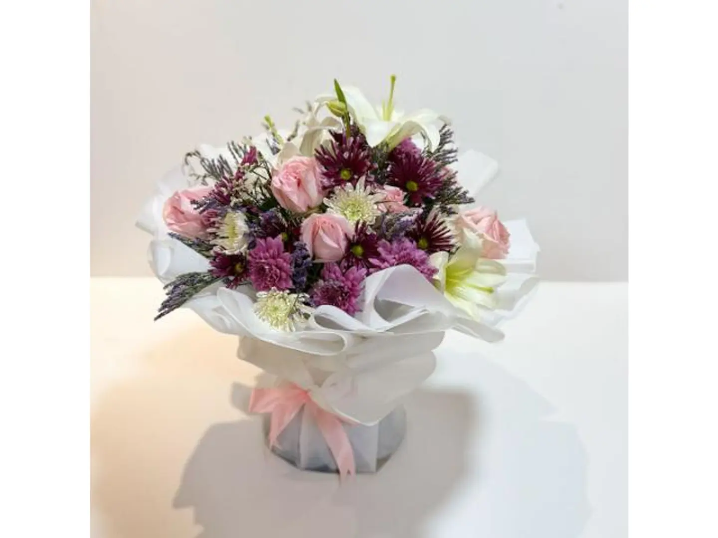 A Bouquet Of Mixed Natural Flowers, Lilies And Roses, 229