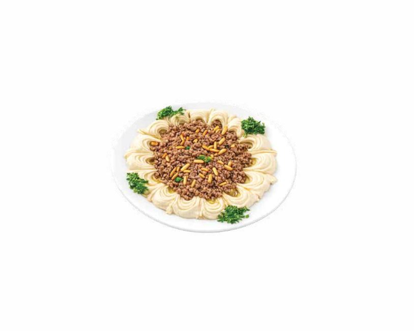 Hummus With Meat And Pine Nuts