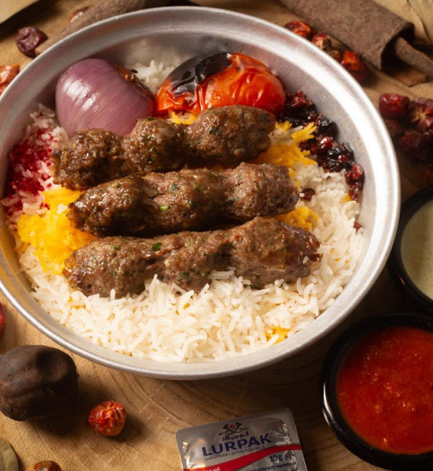 كباب لحم مع الرز