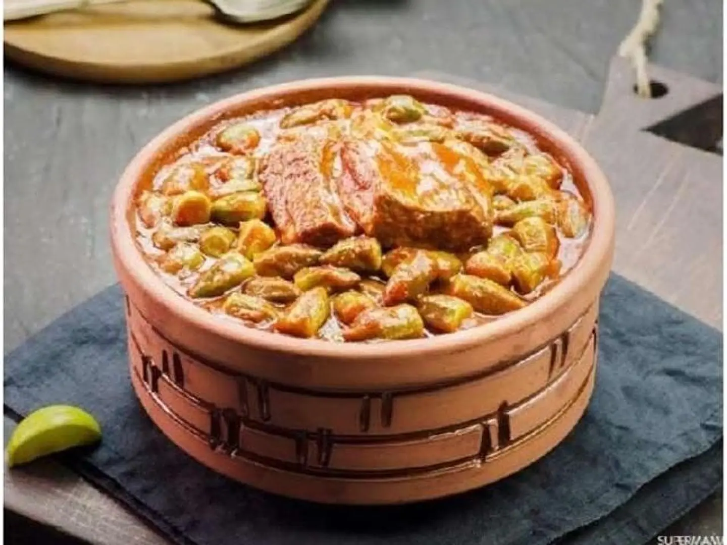 طاجن بامية بالحم