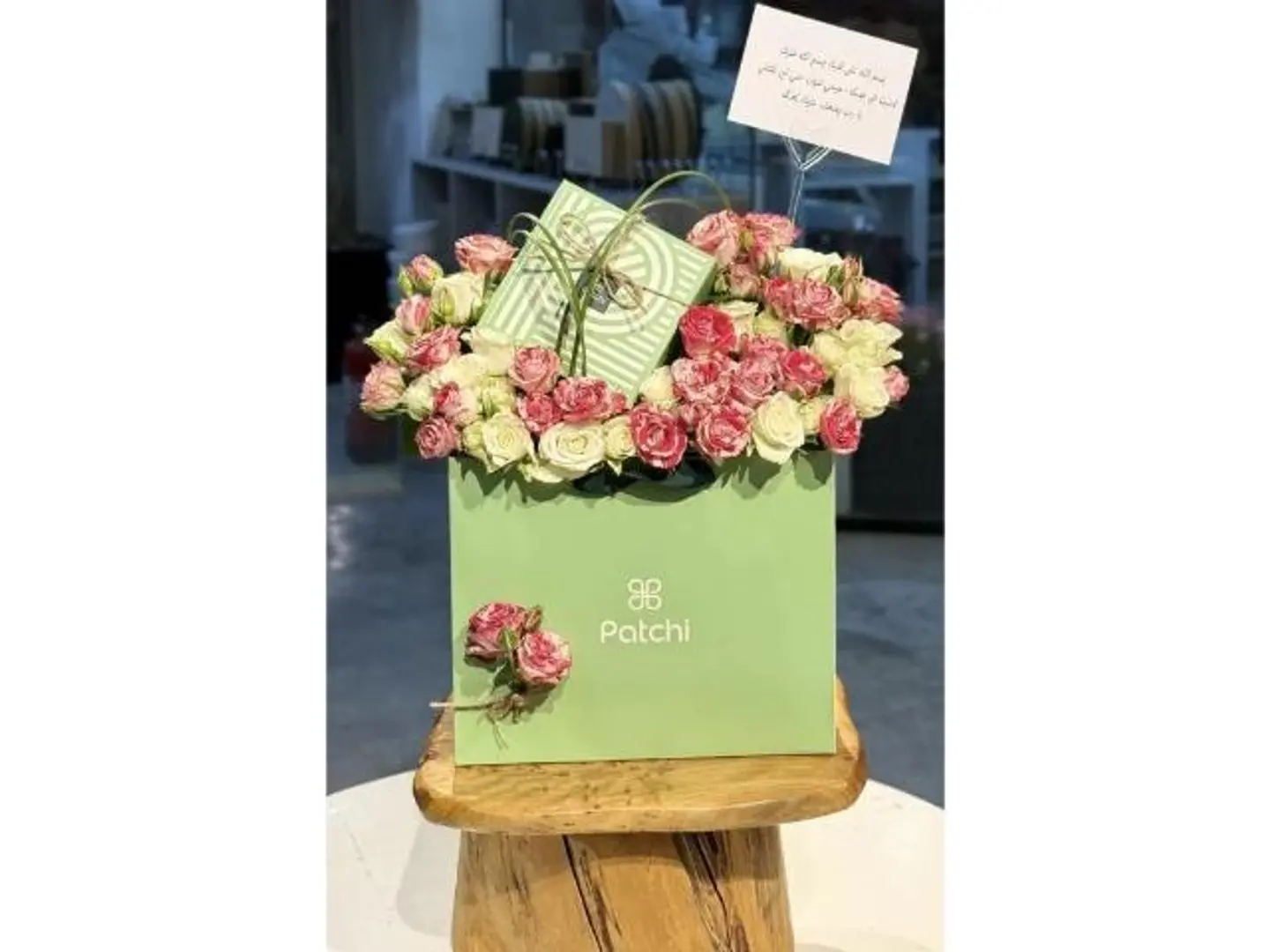 White Baby Rose With Patchi