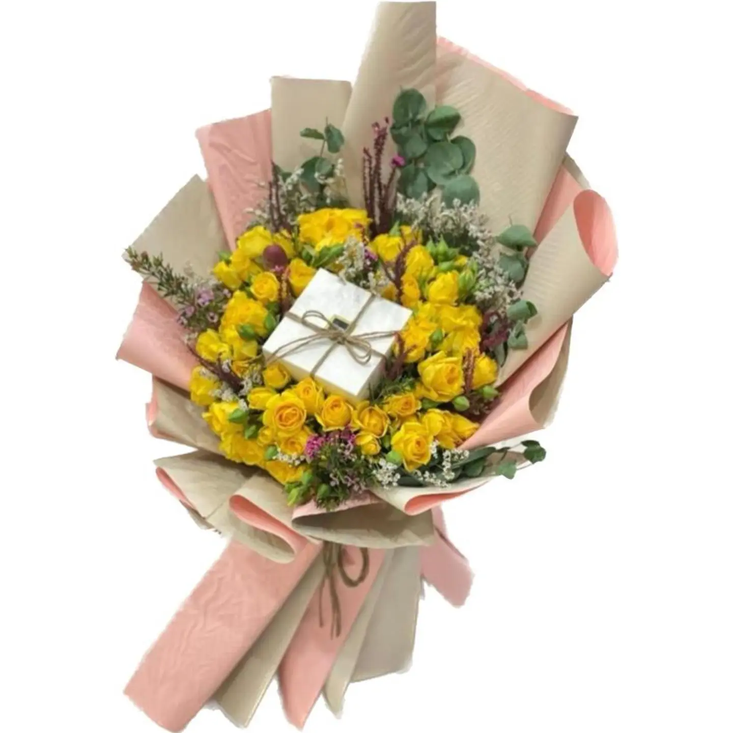 Yellow Roses With C2 Chocolate