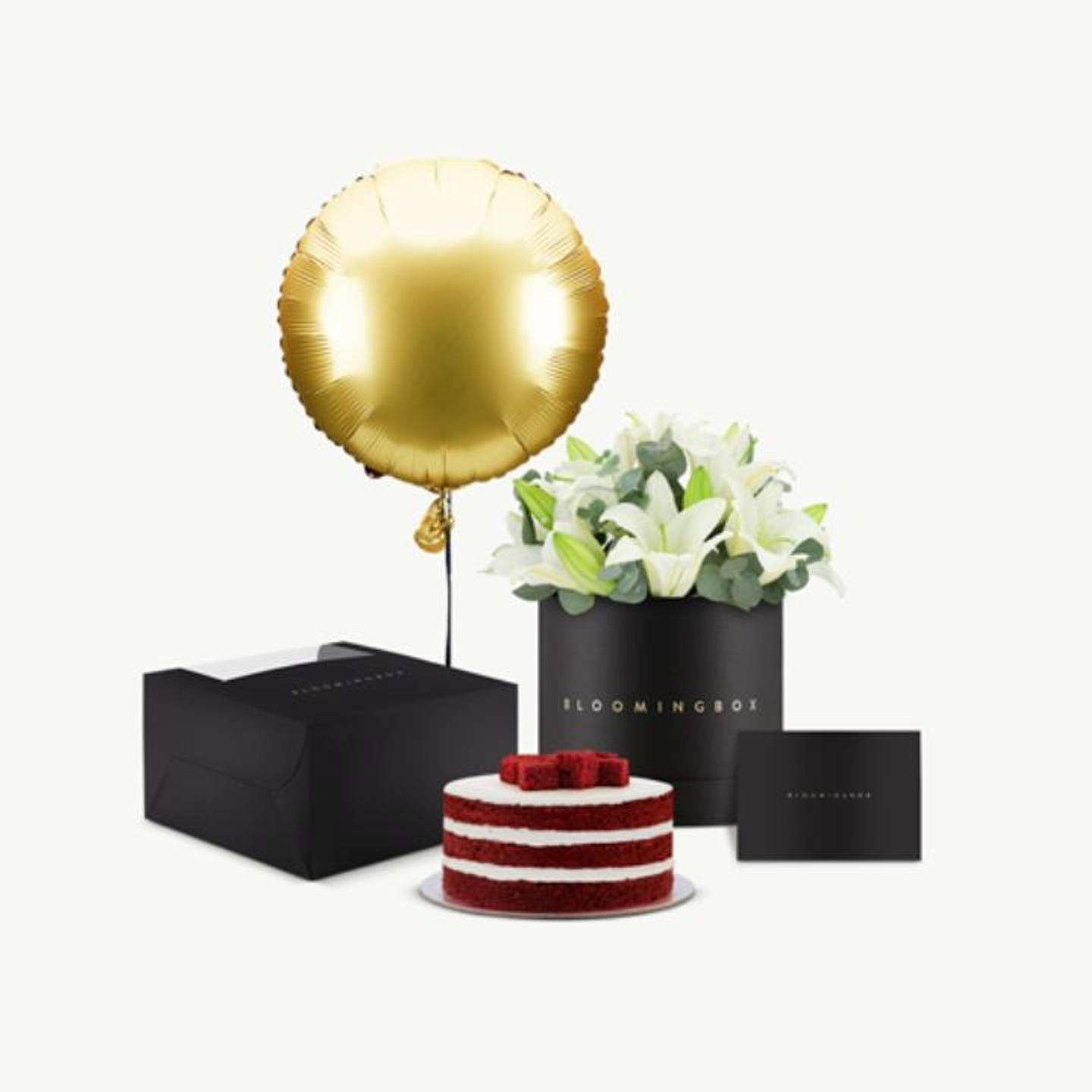 Lilies And Red Velvet Cake Bundle