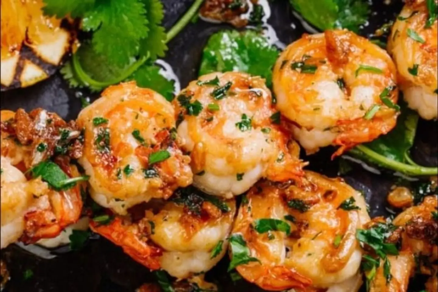 روبيان طازج مشوي علي الفحم طازج