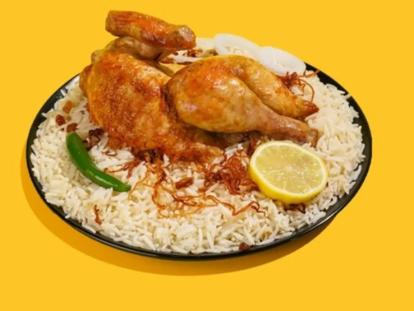 Half A Grilled Chicken With Traditional White Rice