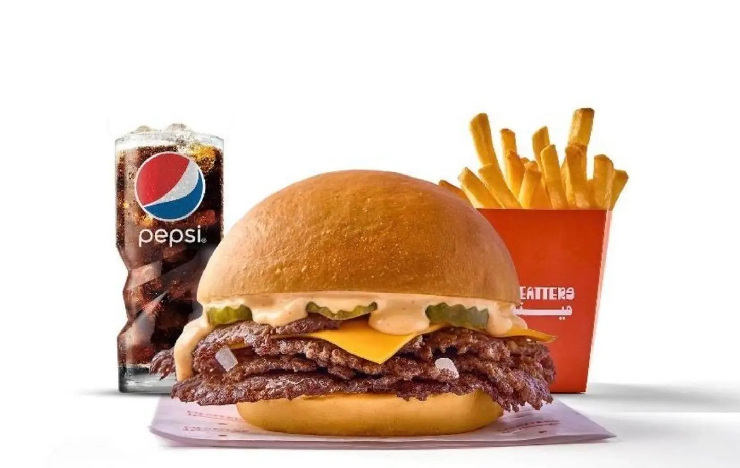 Double Smash Burger With French Fries