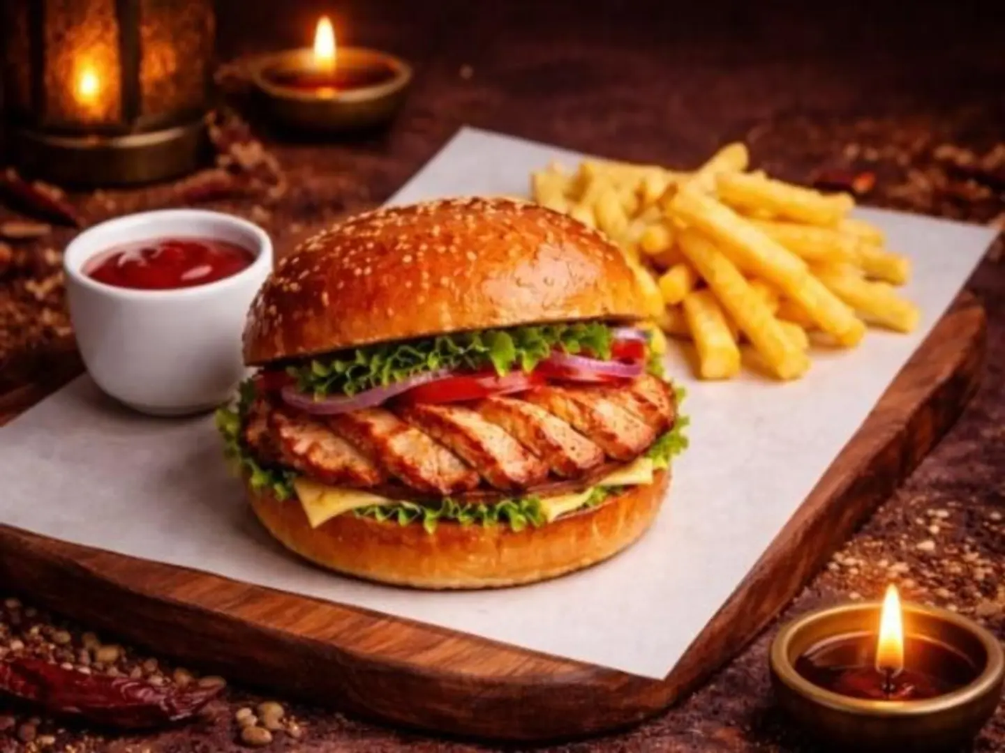 Tikka Burger & Fries