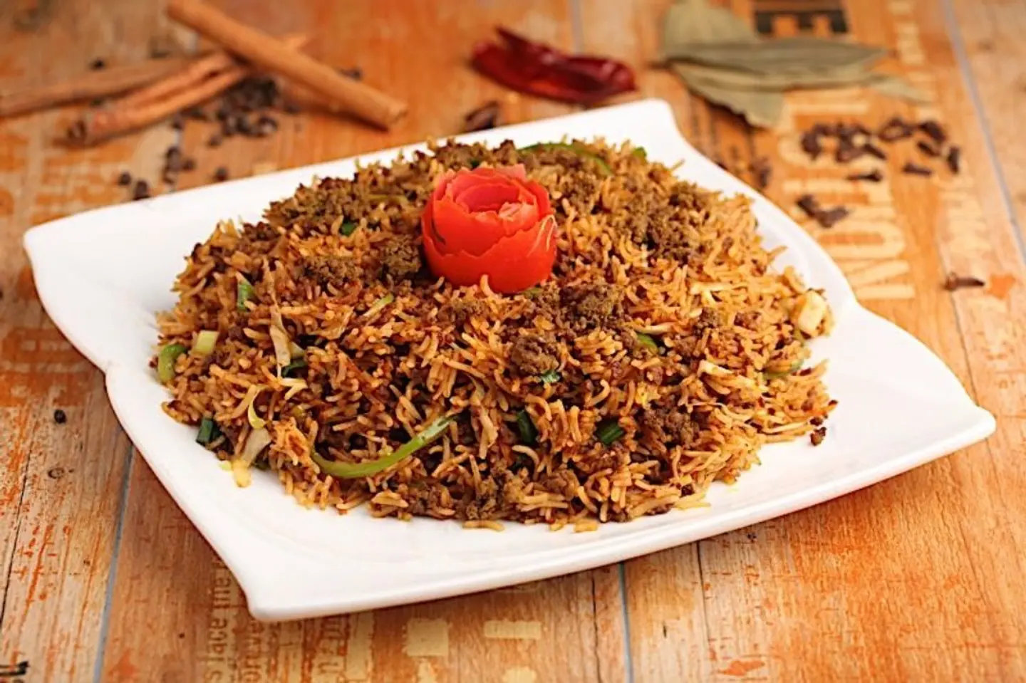 رز مقلي لحم