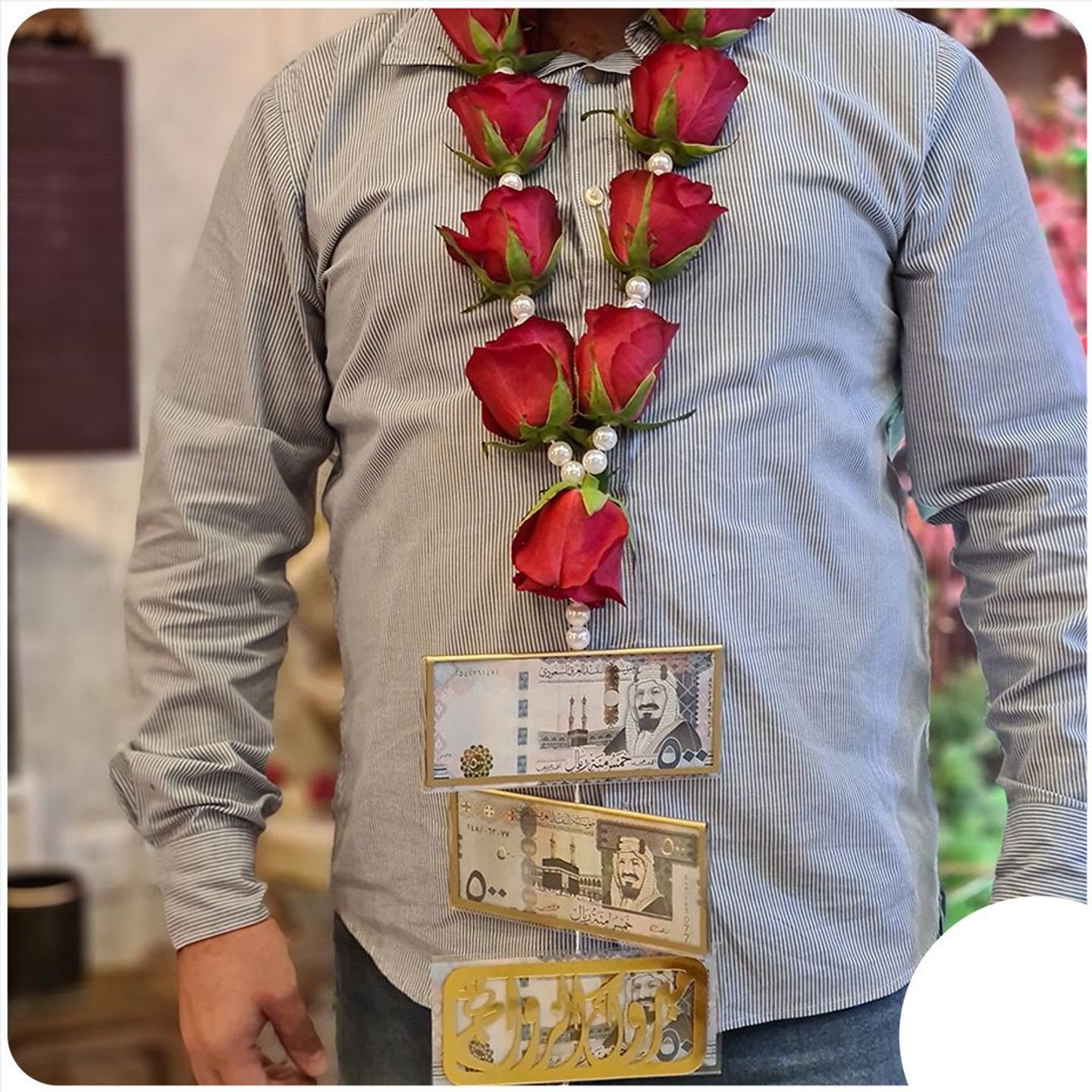 Natural Rose Necklace With Acrylic Envelopes