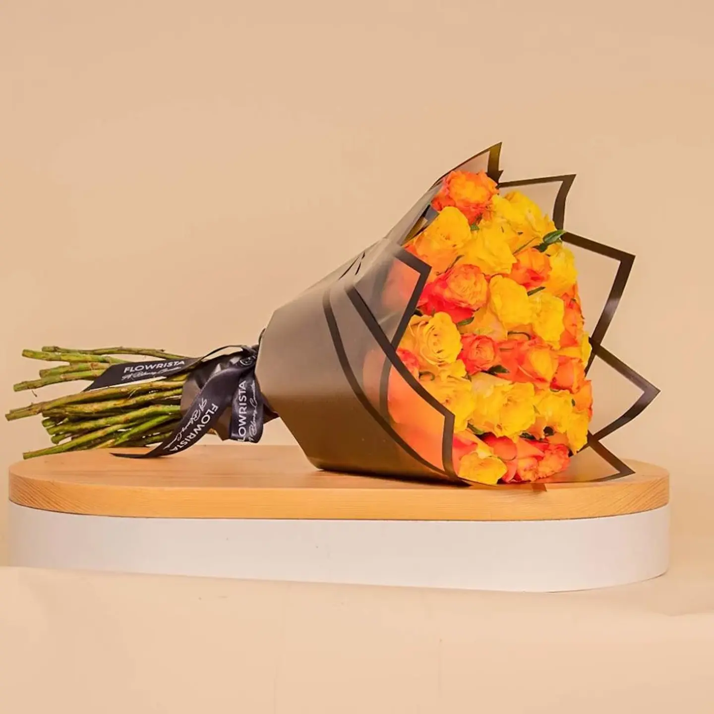 Orange And Yellow Bouquet Of Roses