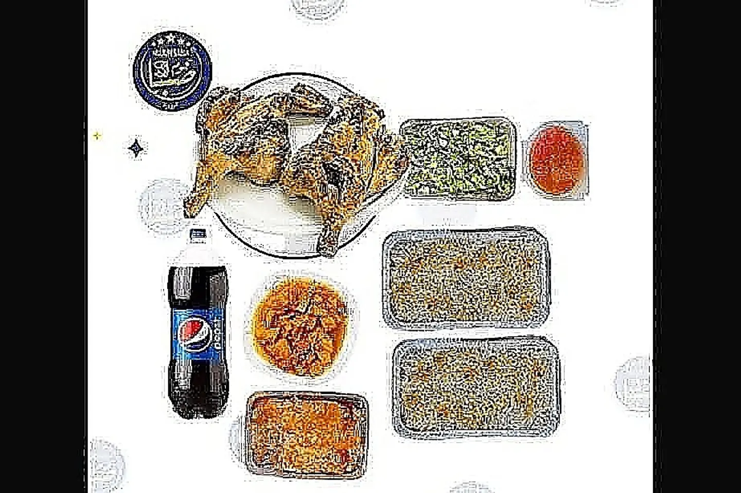 Grilled Chicken Two Mandi Rice Large Marsi Mixed Edam Large Vegetable Salad Spicy Salad Family Pepsi