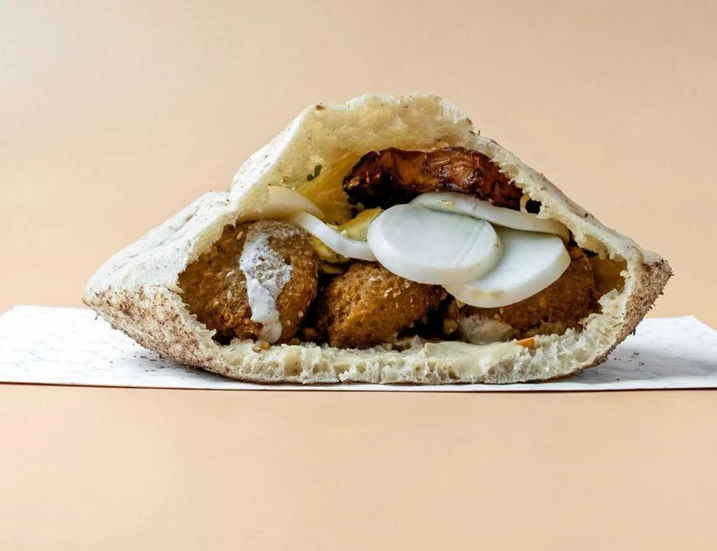 Falafel Sandwich With Hummus And Double Egg