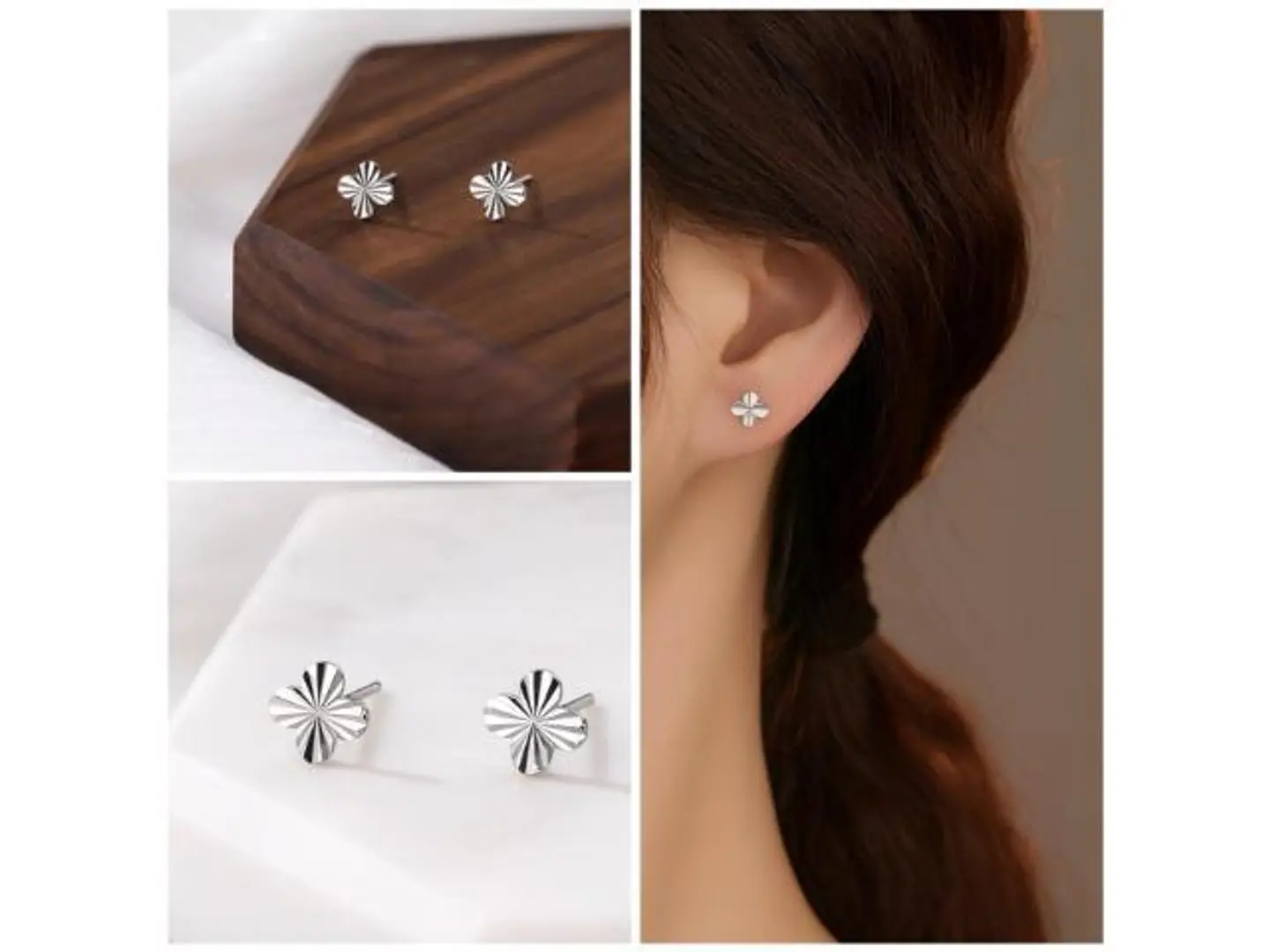 925 Silver Clover Leaf Earrings