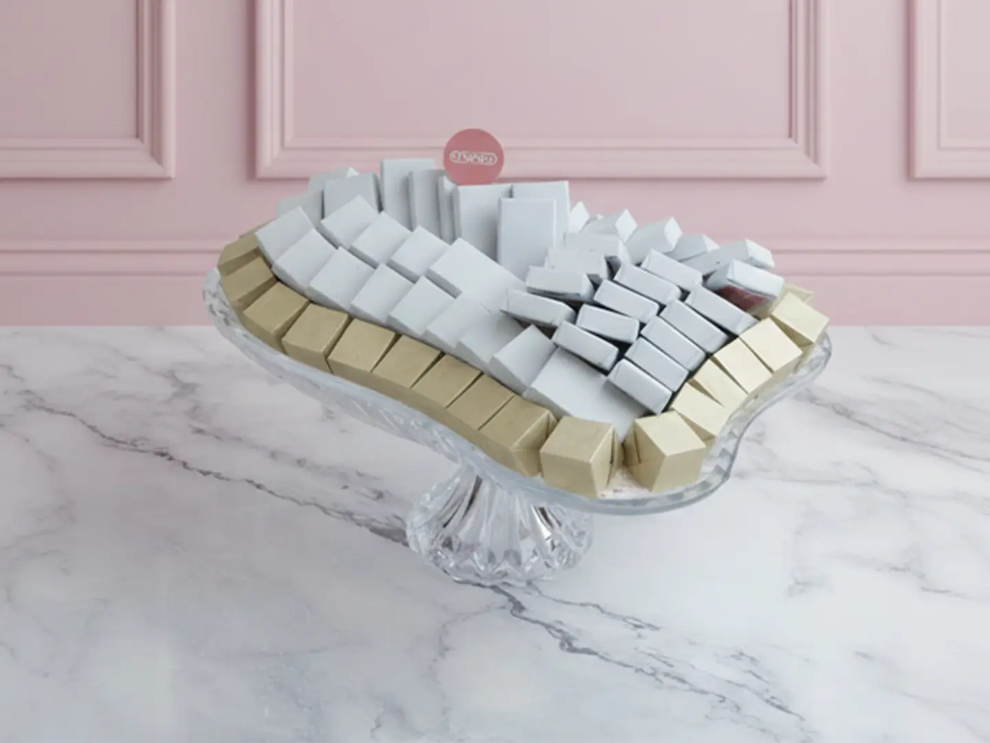 Plain Glass "Eid Mubarak" Chocolate Tray With Butterfly Stand Medium K1