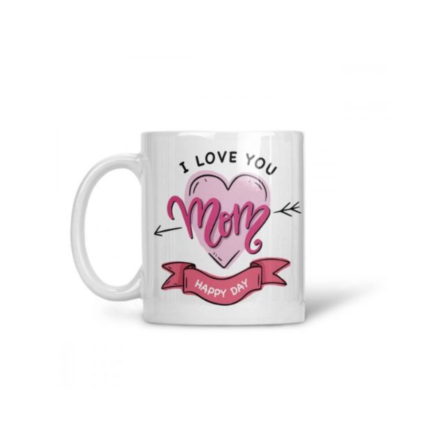 I Love You Mom Mug With Heart Design