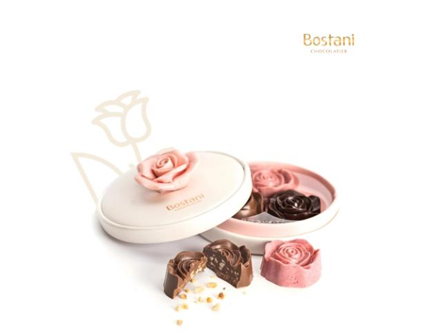 علبة شوكولاتة الوردة 3 قطع
