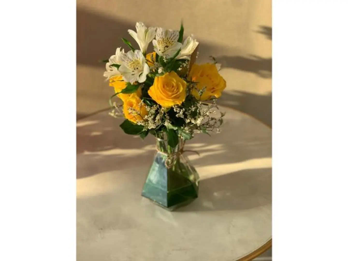 Yellow Rose And Alstroemeria Vase