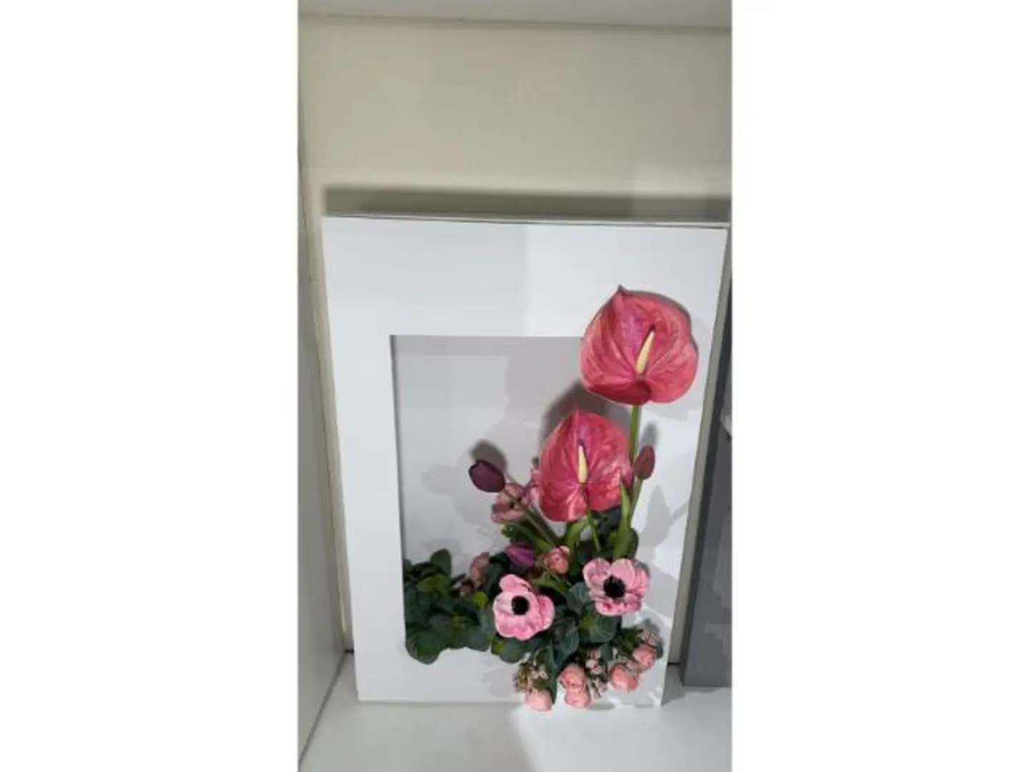 Pink Flower Painting With White Frame