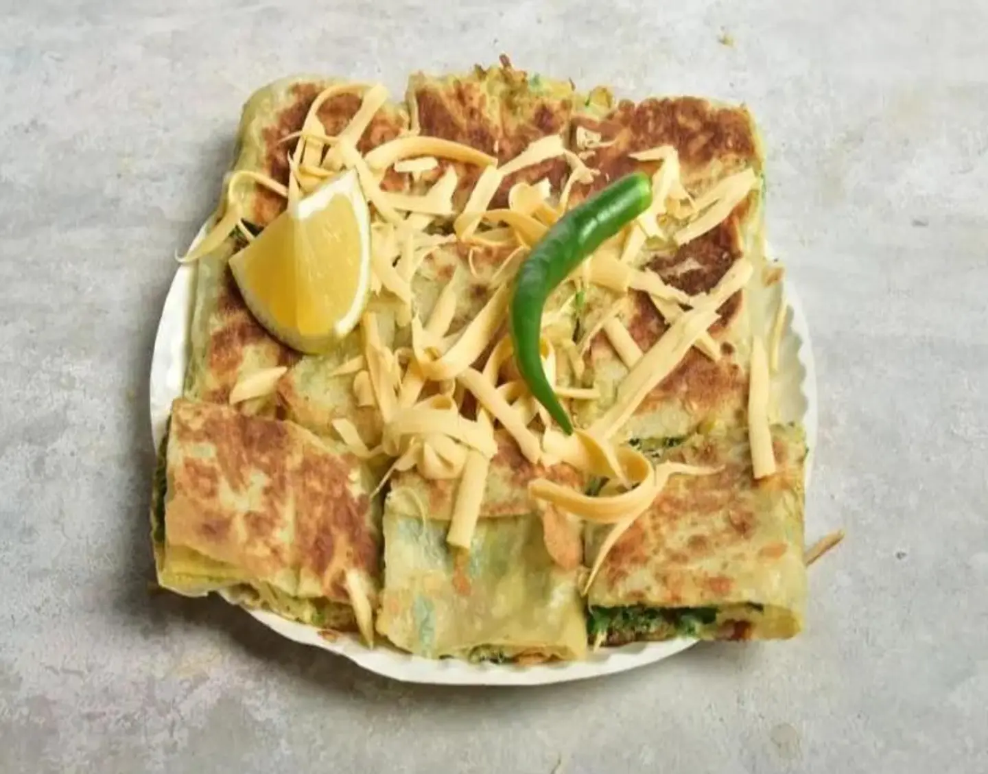 Vegetable Mutabbak With Cheddar Cheese