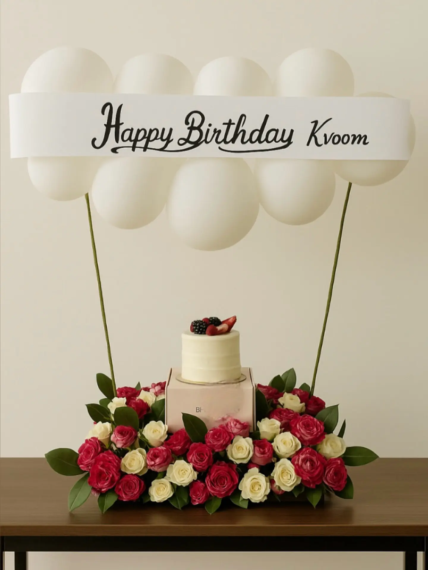 Mini Cake Arranged With Red Baby Roses