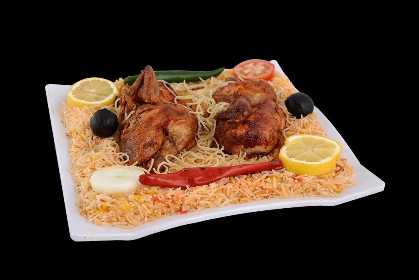 نصف دجاج شواية أرز بيشاور