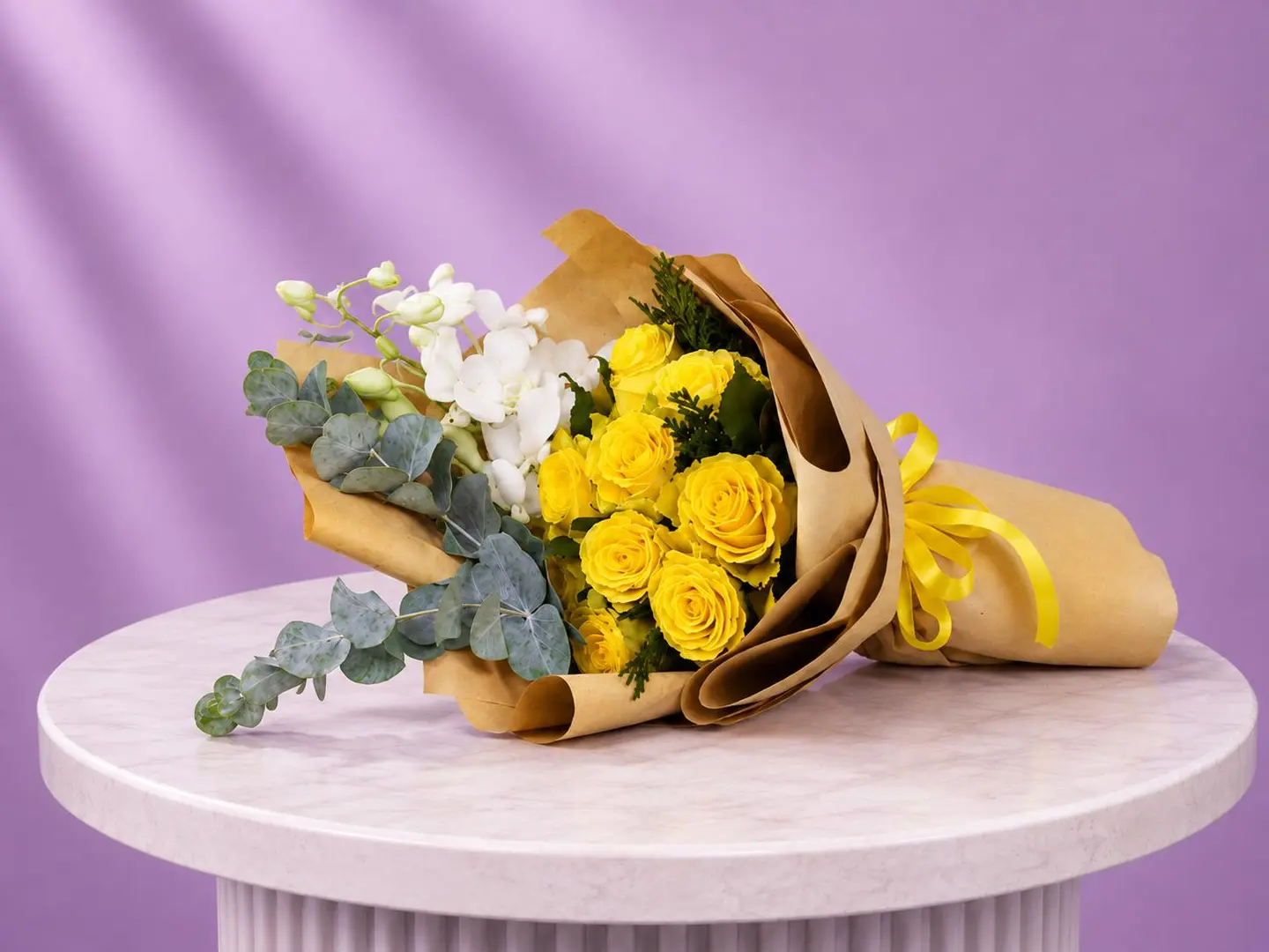 Yellow & White Roses Bouquet