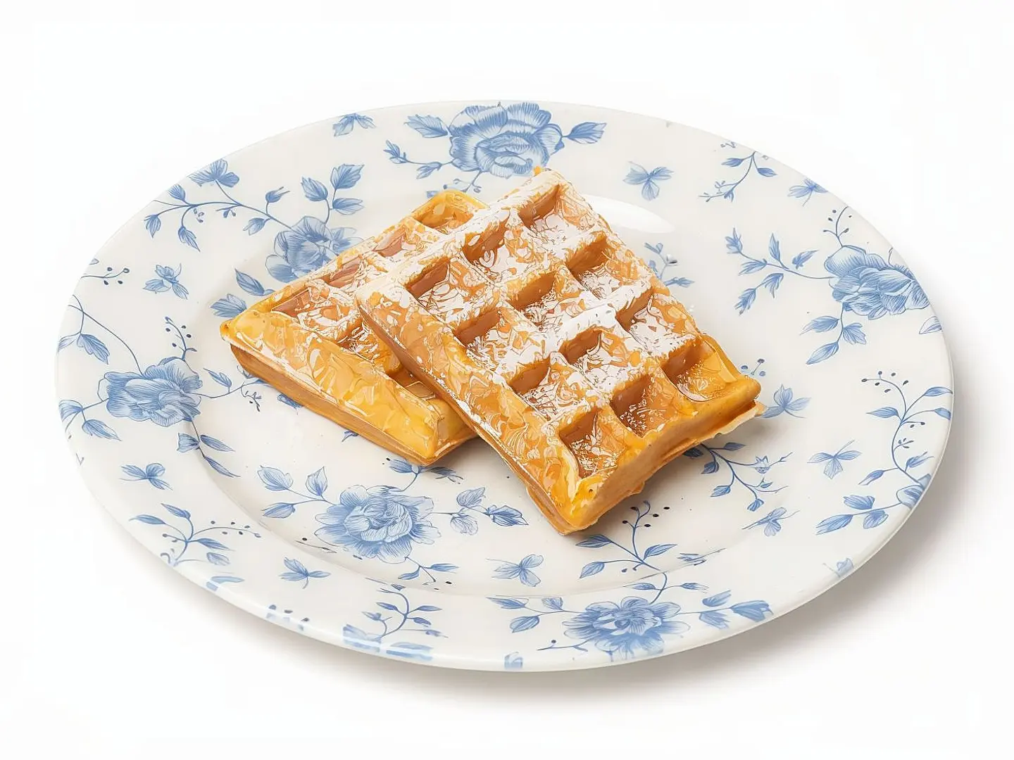 Plain Waffle With Maple Syrup And Honey Butter